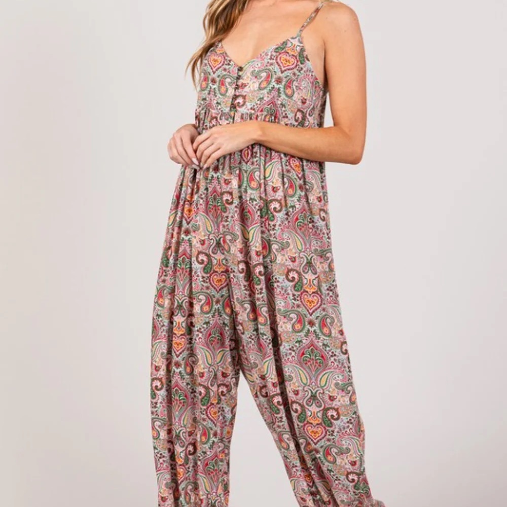Paisley Print Jumpsuit in Multicolor